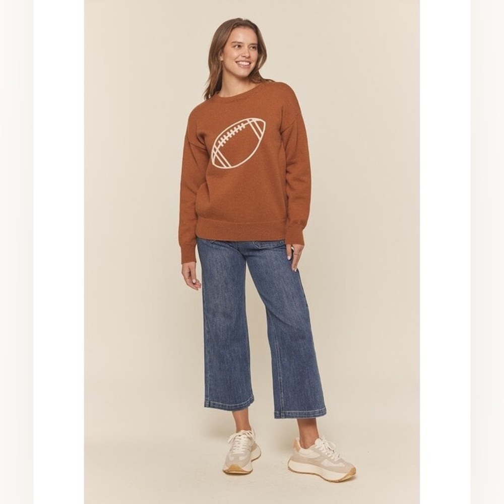 NWOT Indigo Brown Football Motif Sweater